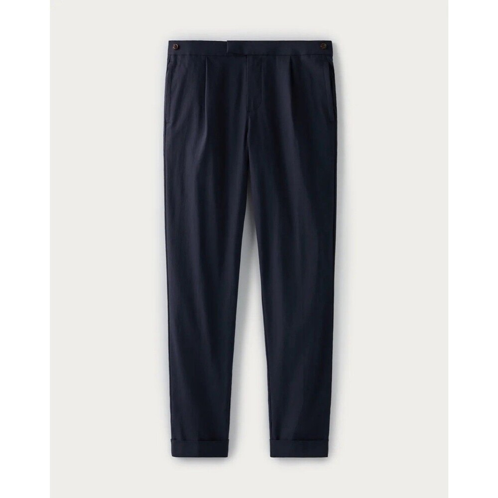 NWT Rhone Amalfi Linen Trouser Pants Mens 40x30 Blue Stretch Cuffed MSRP $268